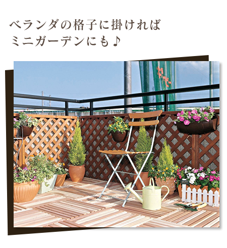 ベランダの格子に掛ければミニガーデンも♪