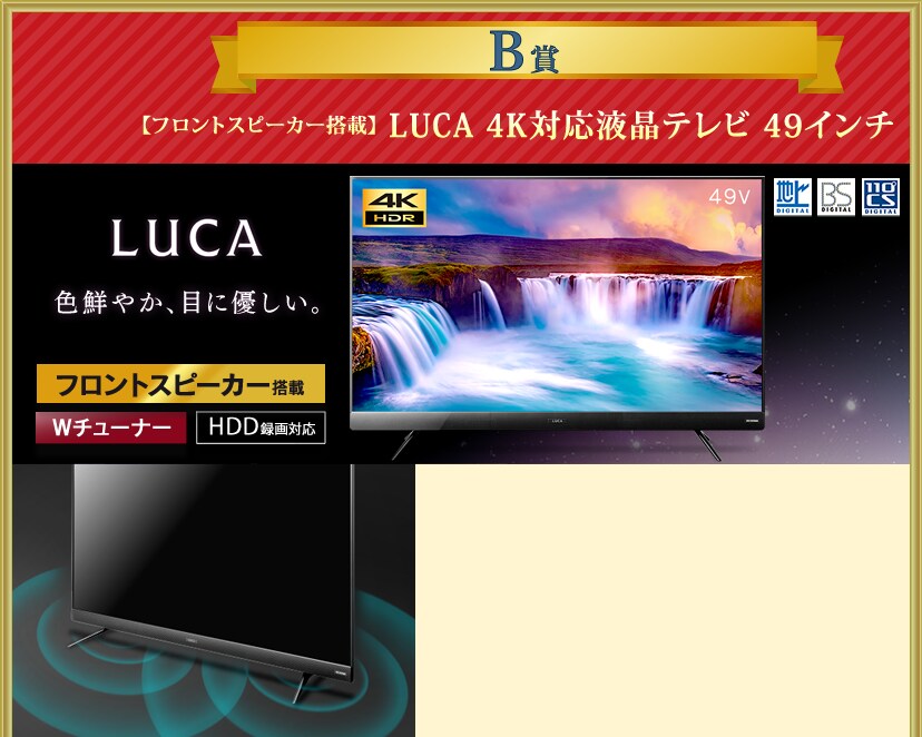 �y�t�����g�X�s�[�J�[���ځzLUCA 4K�Ή��t���e���r 49�C���` �u���b�N