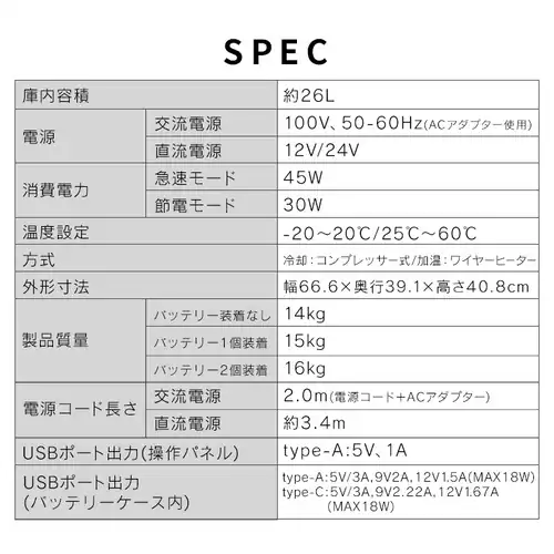 �≷�� 26L �|�[�^�u�� -20�`60�� �o�b�e���[���� �}�����[�h���� ��66.6cm IPDW-B3A-W �z���C�g_20
