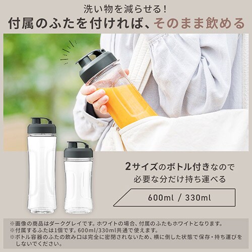 ミキサー ボトルブレンダー 330/600ml 氷対応 IBB-601-W ホワイト
