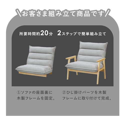 ソファ 1人掛けワイドハイバックソファ LHB-1W グレー 105891