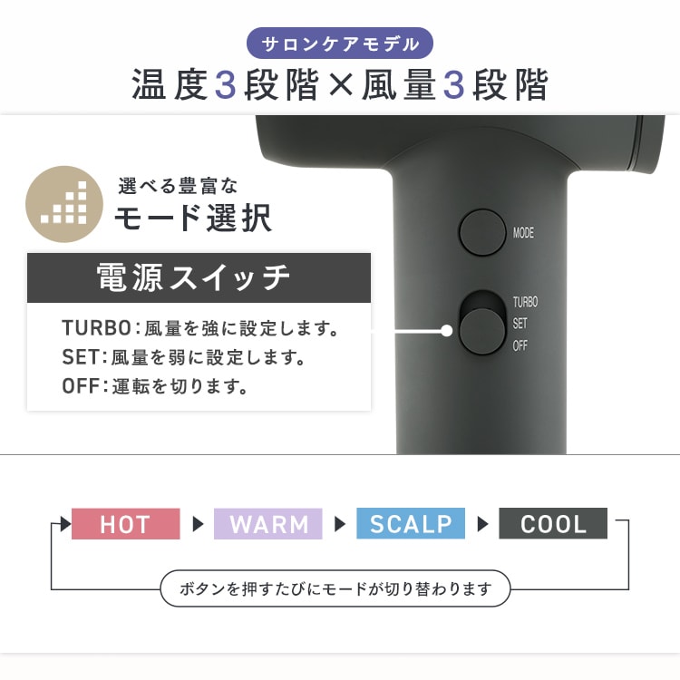 MiCOLA クイックイオンドライヤー 速乾モデル 大風量 HDR-M501-T モカ