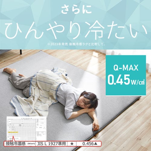 ラグ ラ・クッションラグ 185cm×185cm 2畳 厚さ3cm 接触冷感 Q-MAX値