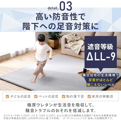 ラグ ラ・クッションラグ 185cm×185cm 2畳 厚さ3cm 接触冷感 Q-MAX値