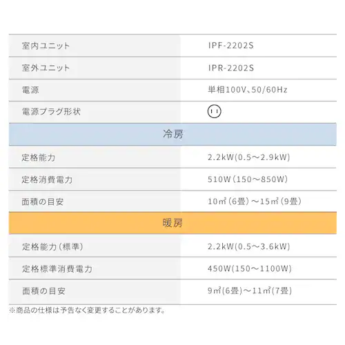 エアコン 6畳 2026年モデル 2.2kW IPF-2202S-W ホワイト【代引き不可】_16