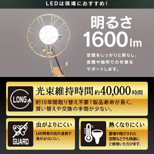ワークライト LED クリップライト 屋内用 作業灯 作業用 1600lm ILW