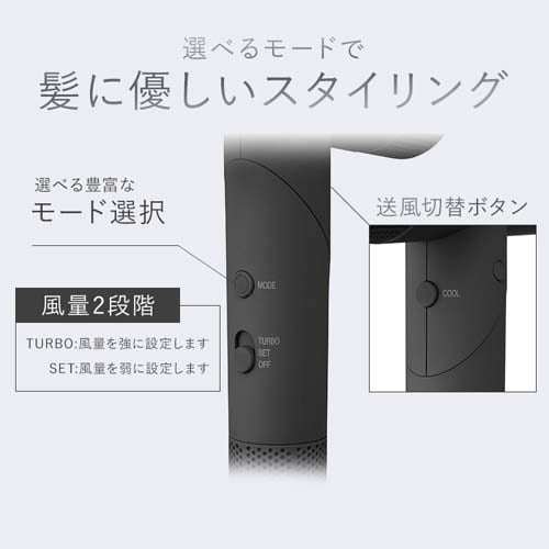 MiCOLA イオンドライヤー 折り畳み式 HDR-M401-H ダークグレー 107198