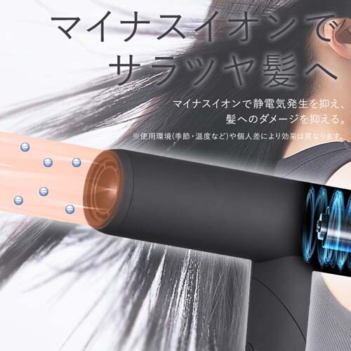 MiCOLA イオンドライヤー 折り畳み式 HDR-M401-H ダークグレー 107198