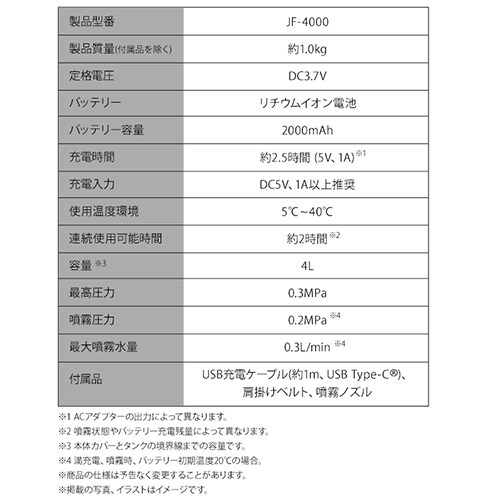 ������ �[�d�� �^���N�e��4L USB Type-C ���� JF-4000 �z���C�g/�O���[_10