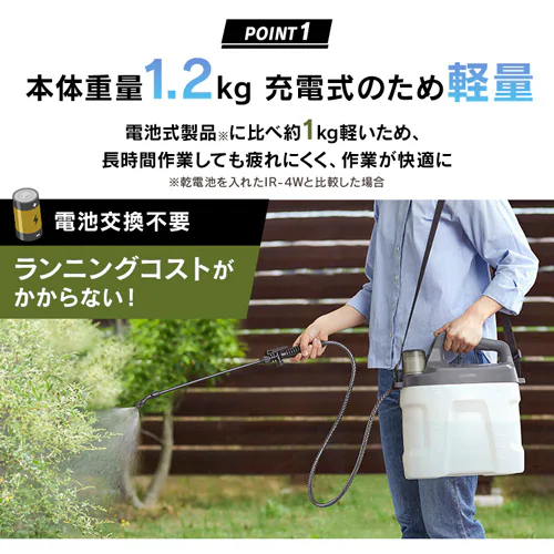 【21%OFFセール】噴霧器 充電式 タンク容量7.8L USB Type-C 除草 JF-7800 ホワイト/グレー_5