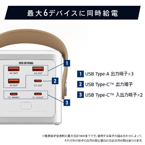 ���o�C���o�b�e���[ �����^�я[�d�� ��e�� 60000mAh �o�b�e���[�X�e�[�V���� IBT-A60100-W �z���C�g_5