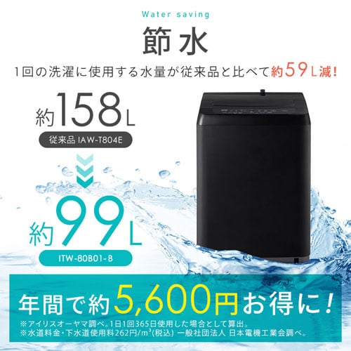 洗濯機 8kg 設置費込み ガチ落ち大水流洗浄 節水 二人暮らし