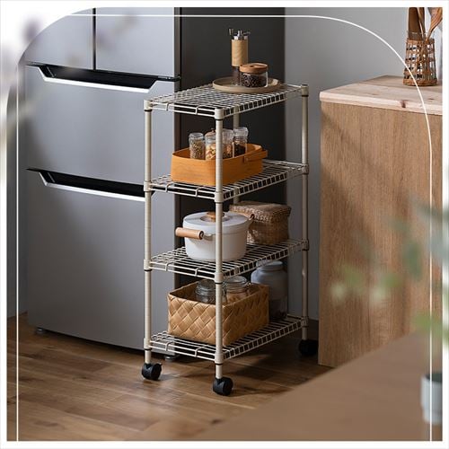 スチールラック 3段 キャスター付き カラースチールシェルフ SEC-665C