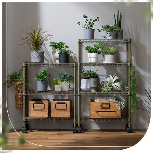 スチールラック 4段 キャスター付き カラースチールシェルフ SEC-895C