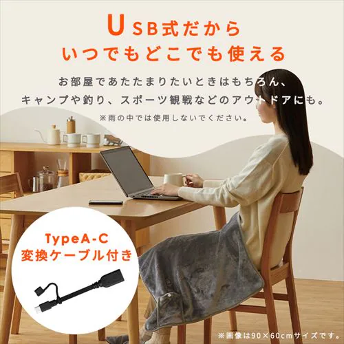 USB�d�C�ѕz 160�~80cm AEHB-FD1680A-H �O���[_3