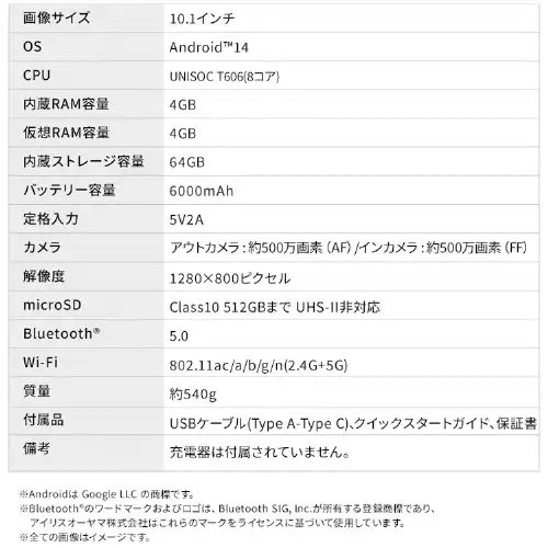 タブレット 8インチ 軽量 64GB メインメモリ4GB 8コア 保護フィルム標準装備 LUCA TE08D2M64-V1B ブラック_15