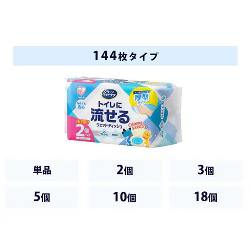 【1440枚】クリーンペットケア トイレに流せるウェットティッシュ 144枚×10個 NPWT-2P _8