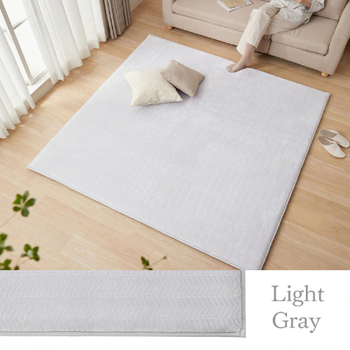 ラ・クッションラグ フレンチヘリンボーンタイプ 185cm×185cm 2畳 厚さ4.5cm ライトグレー ACRFG-1818_3