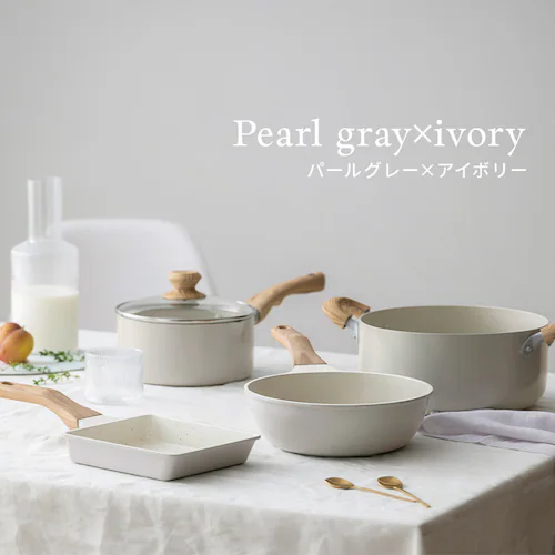 ナチュかるフライパンエッグパン IHガス火対応 NTL-EGPG パールグレー×アイボリー_3