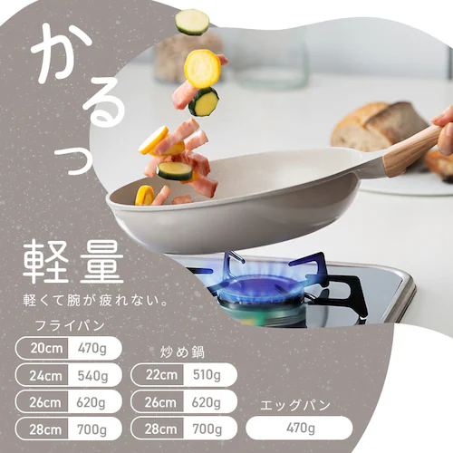 ナチュかるフライパンエッグパン IHガス火対応 NTL-EGPG パールグレー×アイボリー_6