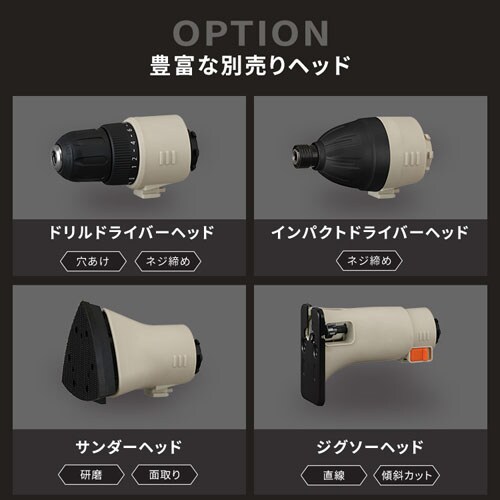 付け替えヘッド】マルチギア 丸ノコヘッド 10.8V JM10CS ブラック