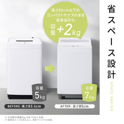 洗濯機 7kg 設置費込み コンパクト 部屋干し時間短縮モード 一人暮らし