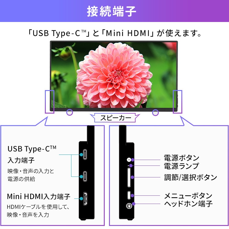 ポータブルモニター 15.6インチ FHD LUCA DP-EF164S-B ブラック 110455