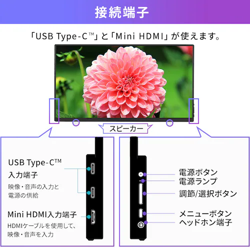 ポータブルモニター 15.6インチ FHD LUCA DP-EF164S-B ブラック_10