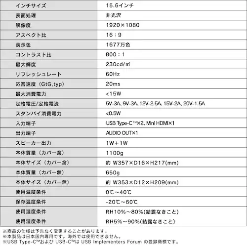 ポータブルモニター 15.6インチ FHD LUCA DP-EF164S-B ブラック_16