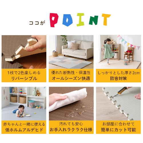 ジョイントマット フロアマット リバーシブル 64枚 60cm×60cm 厚さ2cm