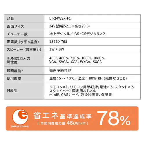LUCA 液晶テレビ 24V型 LT-24WSX-F1_7
