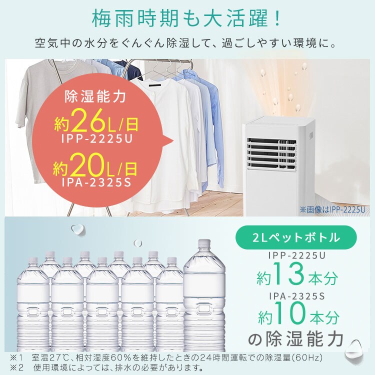 ポータブルクーラー 4.5~7畳 工事不要 冷風 送風 除湿 2.3kw IPA-2325S
