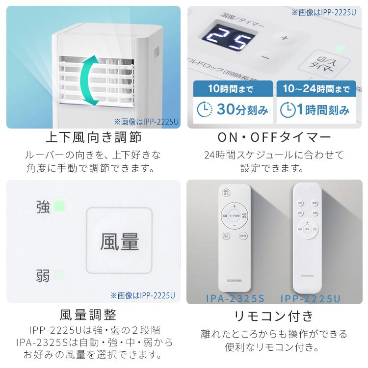 ポータブルクーラー 4.5~7畳 工事不要 冷風 送風 除湿 2.3kw IPA-2325S