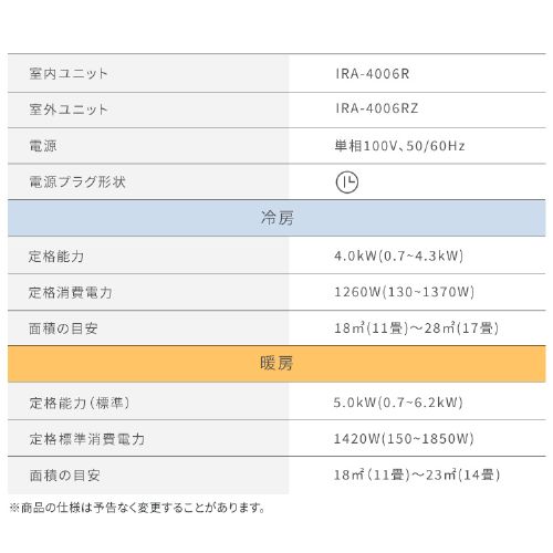 エアコン 14畳 2025年モデル 工事費込み 節電 4.0kw 100V対応 IRA