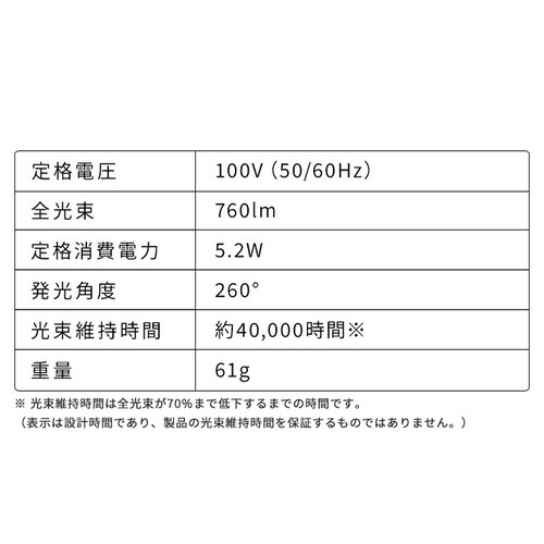 LED電球 E17 全方向 60形相当 電球色 2個セット LDA5L-G-E17/W-6T92P _9