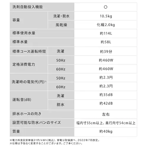 洗濯機10.5kg OSH 2連タンク TCW-105A02-W ホワイト_15