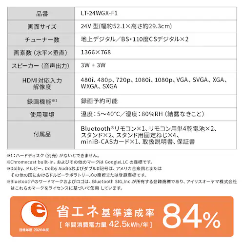 LUCA �t���e���r GoogleTV���� 24V�^ LT-24WGX-F1 �u���b�N_12