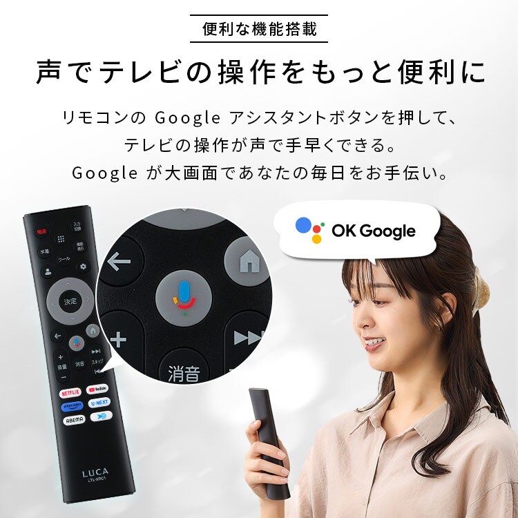 LUCA チューナーレステレビ GoogleTV搭載 32V型 LTL-32WG-F1 ブラック