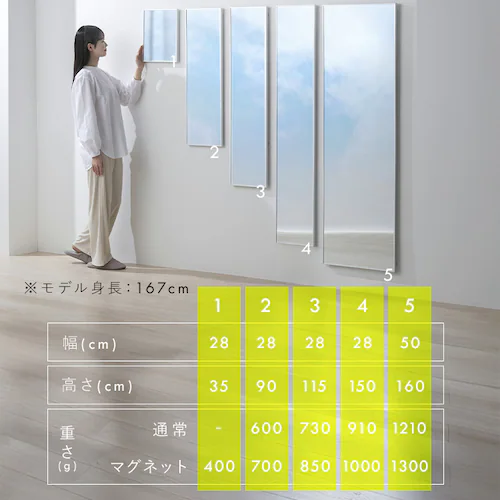 鏡 壁掛け 割れない 全身 軽量 フィルムミラー KWM-28150 シルバー_19