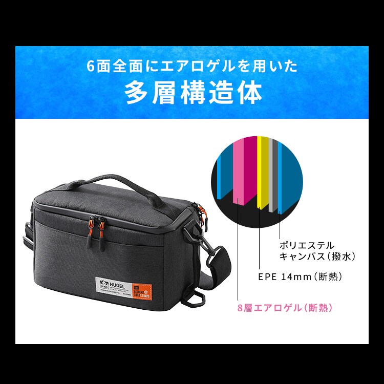 超低温保冷剤M付き】HUGEL クーラーボックス 2wayエアロゲルソフト