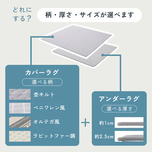 ラグ クッションラグ はがして洗えるラグ 春夏秋冬使えるラグ ラビットファー調柄 130cm×185cm 1.5畳 厚さ2.5cm ハガッシュ Hagash ホワイト/グレージュ HAGCR/HAGU25-1318_18