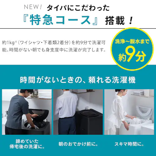 洗濯機 6kg 設置費込み OSH fit ガチ落ち極渦洗浄 ラクとれLOW設計 一人暮らし ITW-60B01-B ブラック_3