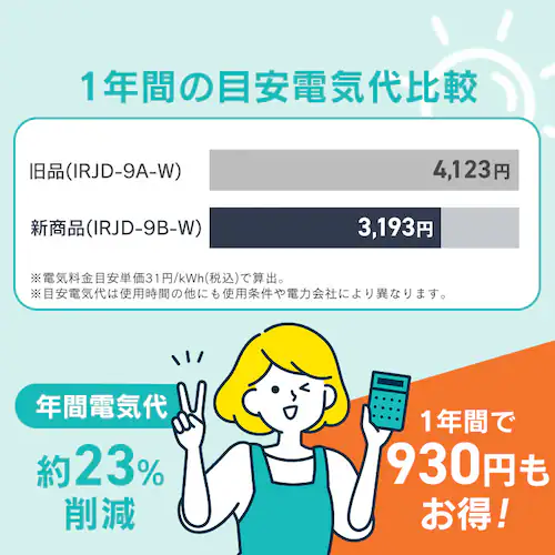 �①�� 93L ���^ �Z�J���h�①�� 1�h�A ��47.2cm IRJD-9B-B �u���b�N_5