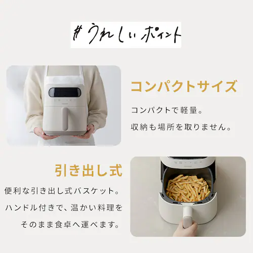 ノンオイルフライヤー 過熱水蒸気 フライヤーFV-M30A-C アイボリー_14