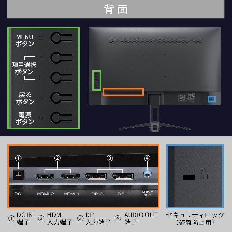 ゲーミングモニター 23.8インチ LUCA DG-AF2320S-W ホワイト 113762