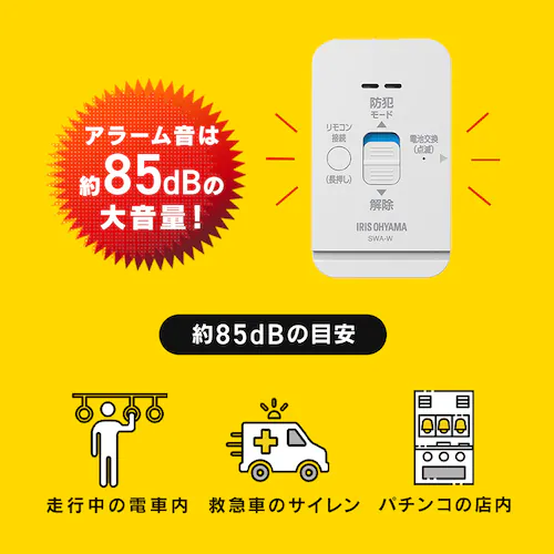リモコン付き窓用防犯アラーム SWA-W ホワイト_8
