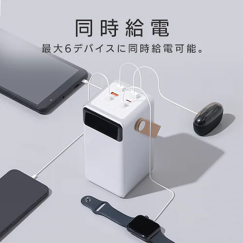���o�C���o�b�e���[ �����^�я[�d�� ��e�� 60000mAh �o�b�e���[�X�e�[�V���� IBT-A60101-W �z���C�g_10