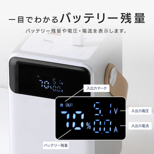 ���o�C���o�b�e���[ �����^�я[�d�� ��e�� 60000mAh �o�b�e���[�X�e�[�V���� IBT-A60101-W �z���C�g_12