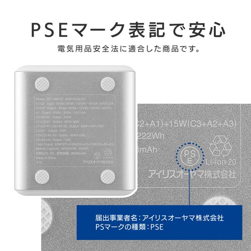 ���o�C���o�b�e���[ �����^�я[�d�� ��e�� 60000mAh �o�b�e���[�X�e�[�V���� IBT-A60101-W �z���C�g_15