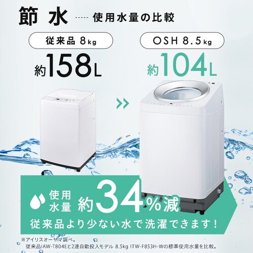 全自動洗濯機 8.5kg OSH 自動投入 ITW-F853H-W ホワイト_7